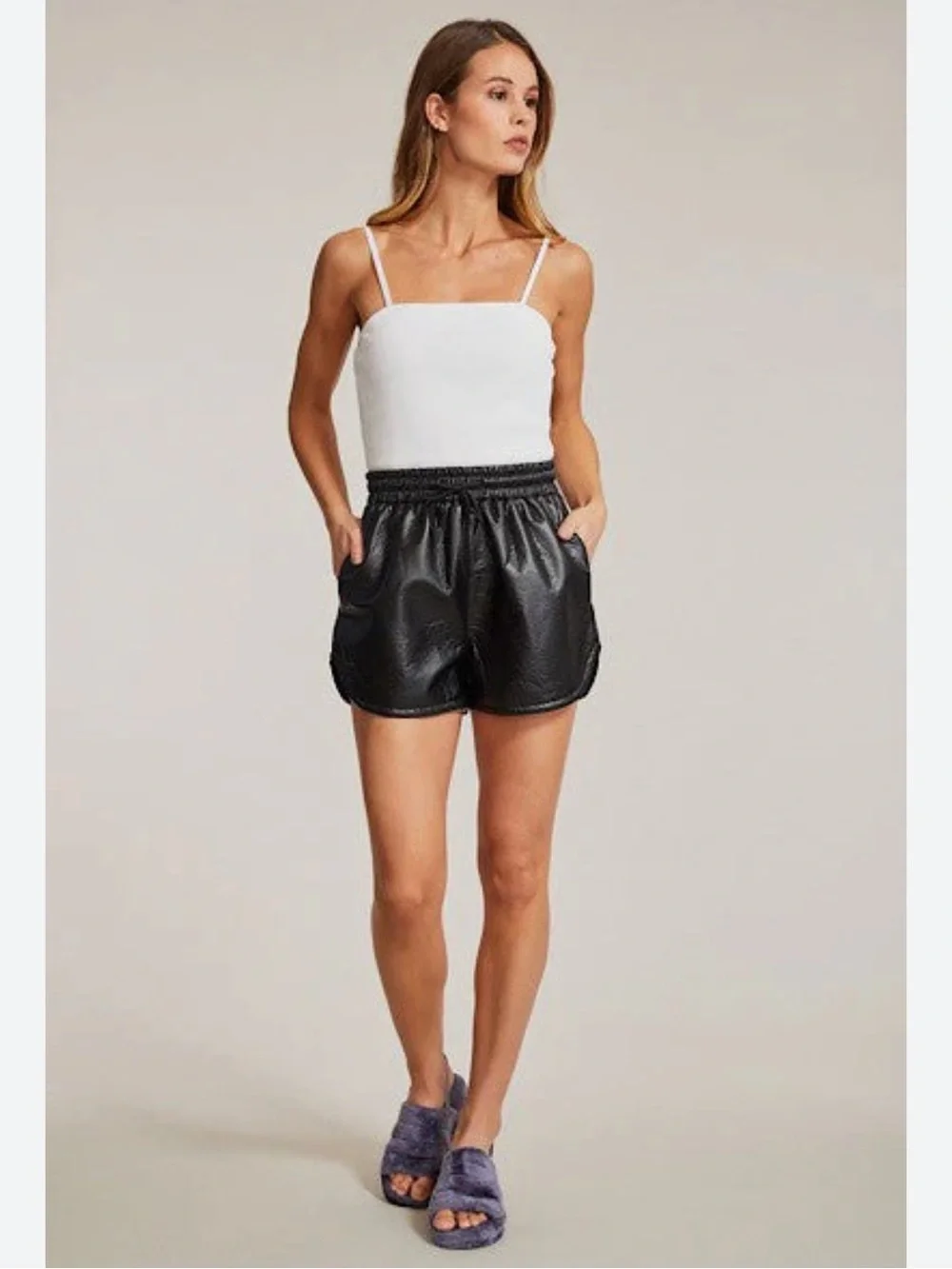 NWT Miss Sparkling Soft Pleather Shorts Black Sz Large